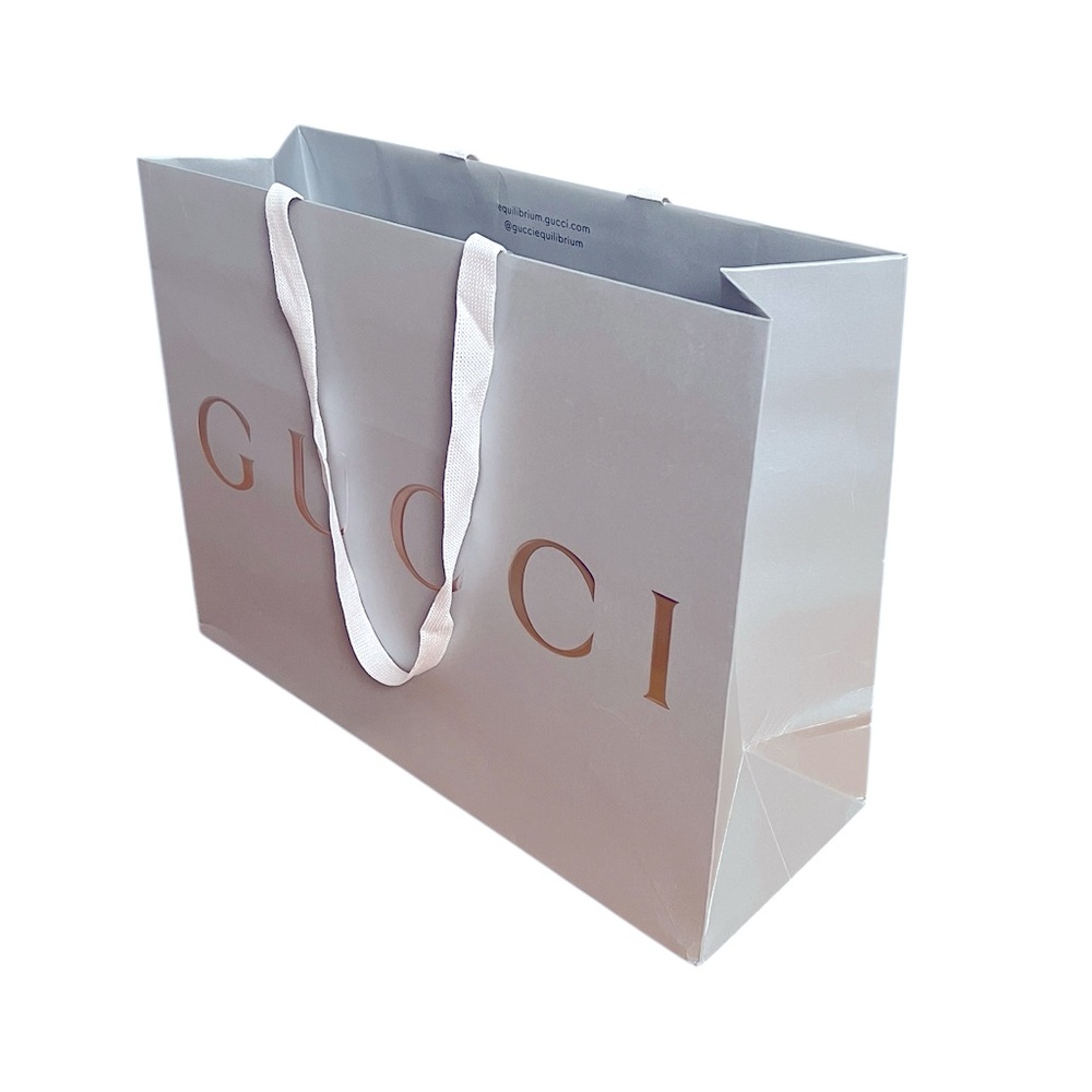 Gucci Medium Recyclable Shopping Bag with iconic Gucci logo Silver/White